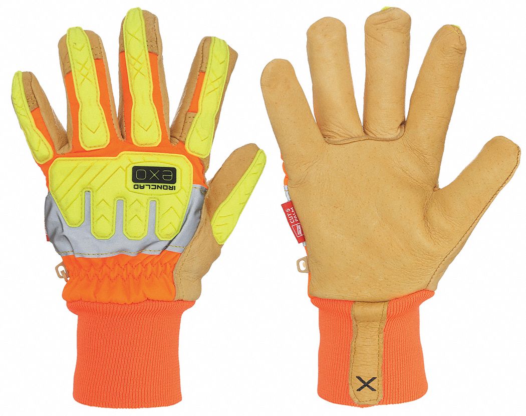 MECHANICS GLOVES, S (7), 30 ° F MIN TEMP, PIGSKIN, KNIT CUFF, ANSI CUT LEVEL A6