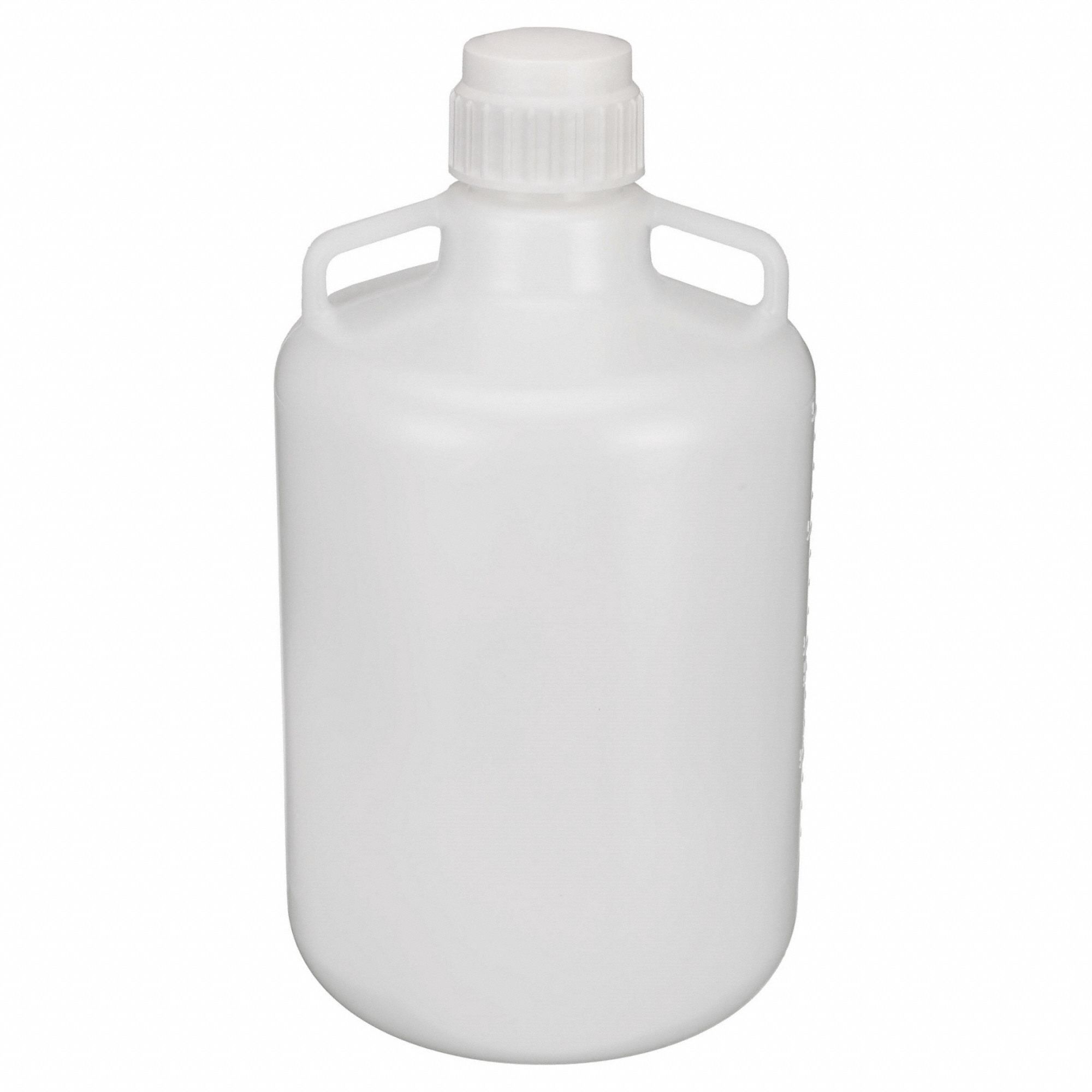 Carboy: 19.98 L Capacity - mL, 5.28 gal Capacity - oz, Screw On, LDPE, Integral Shoulder Handle