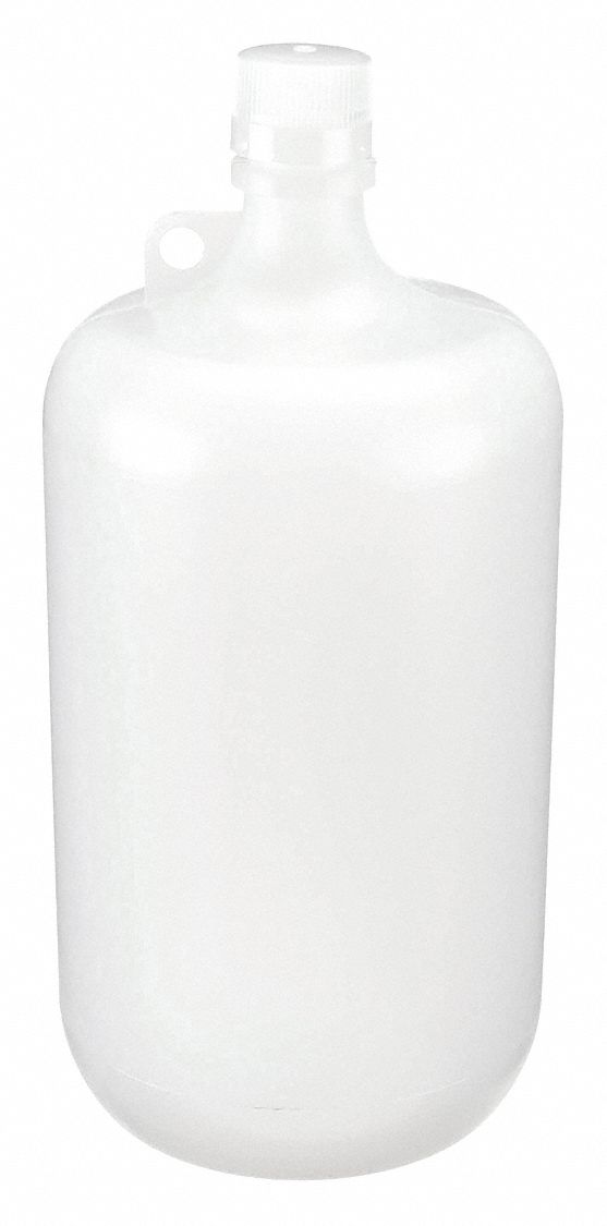 Jug: 3.97 L Capacity - mL, 1.05 gal Capacity - oz, Screw On, Polypropylene, No Handle Handle, White