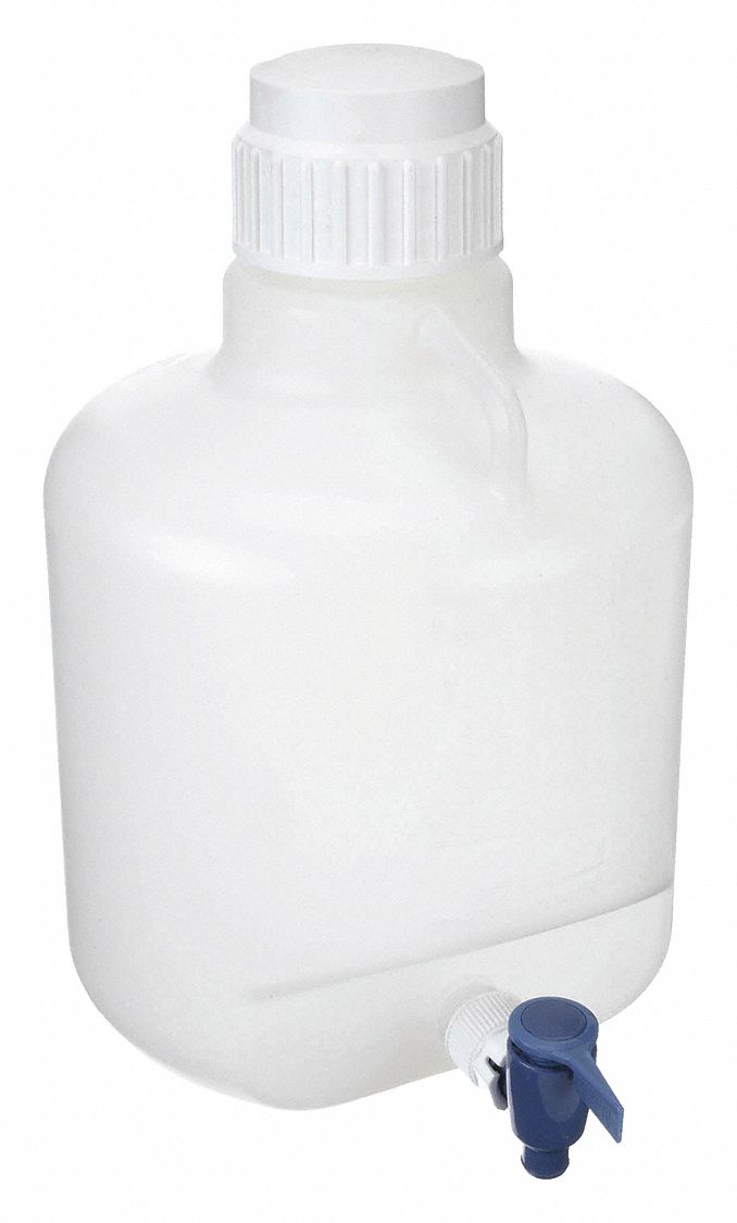 Carboy: 1, 000 mL Capacity - mL, 0.26 gal Capacity - oz, Screw On/Spigot, Polypropylene, Autoclavable