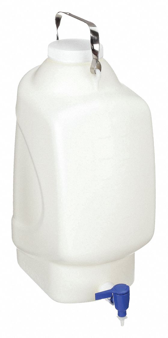 Rectangular Carboy: 19.98 L Capacity - mL, 5.3 gal Capacity - oz, Screw On/Spigot, HDPE, White