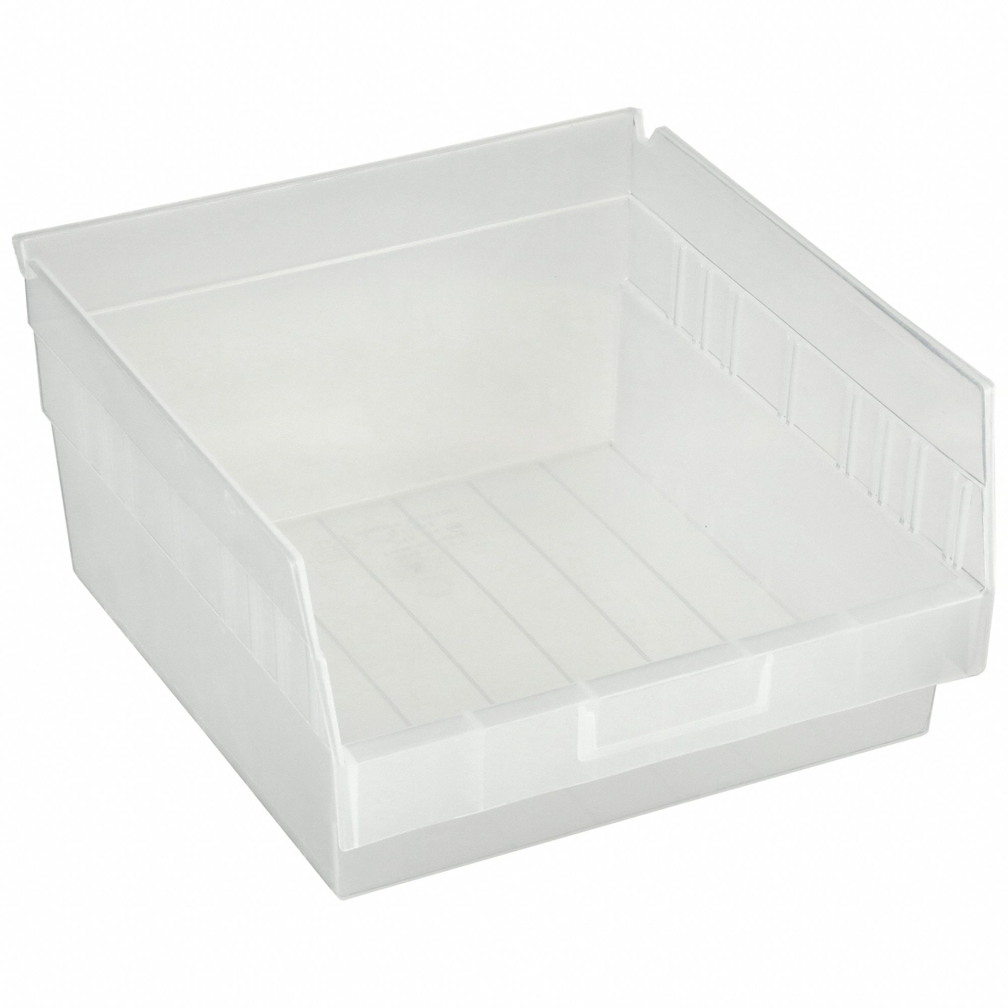 Shelf Bin: 11 5/8 in Overall Lg, 11 1/8 in x 6 in, Clear, Nesting Capable