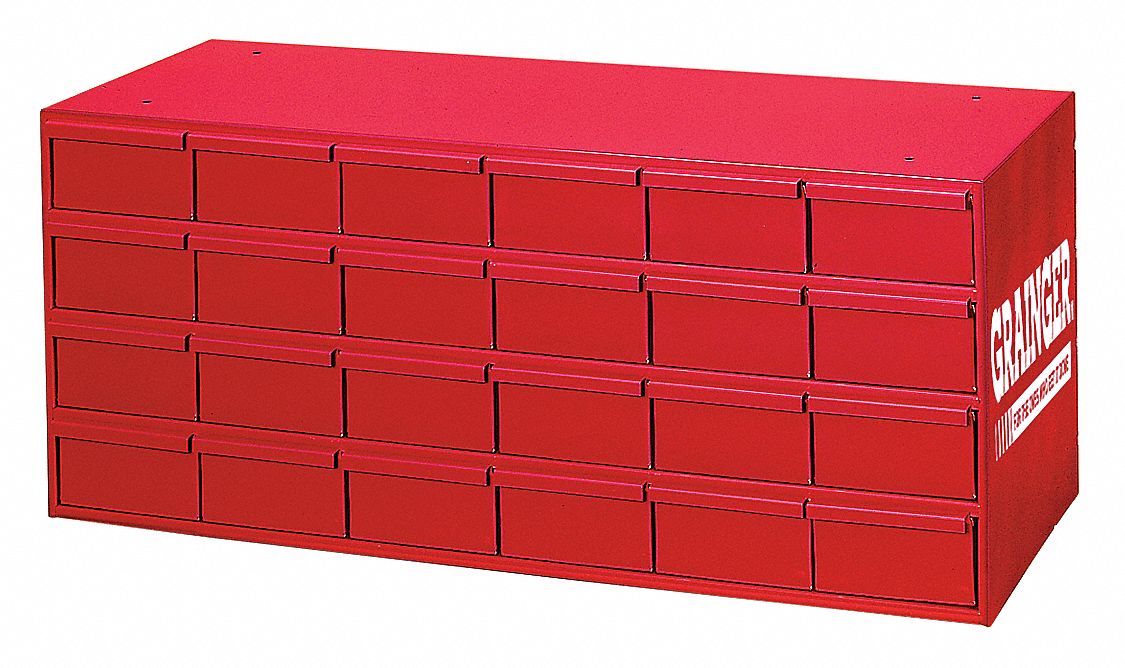 DRAWER BIN CAB,16" H,35" W,RED DRAWER