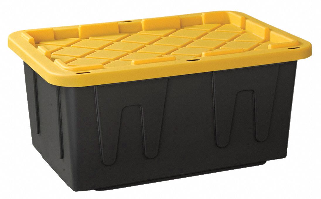 APPROVED VENDOR Storage Tote: 65 gal, 48 1/2 in x 23 in x 13 1/2 in, Gray,  70 lb Load Capacity
