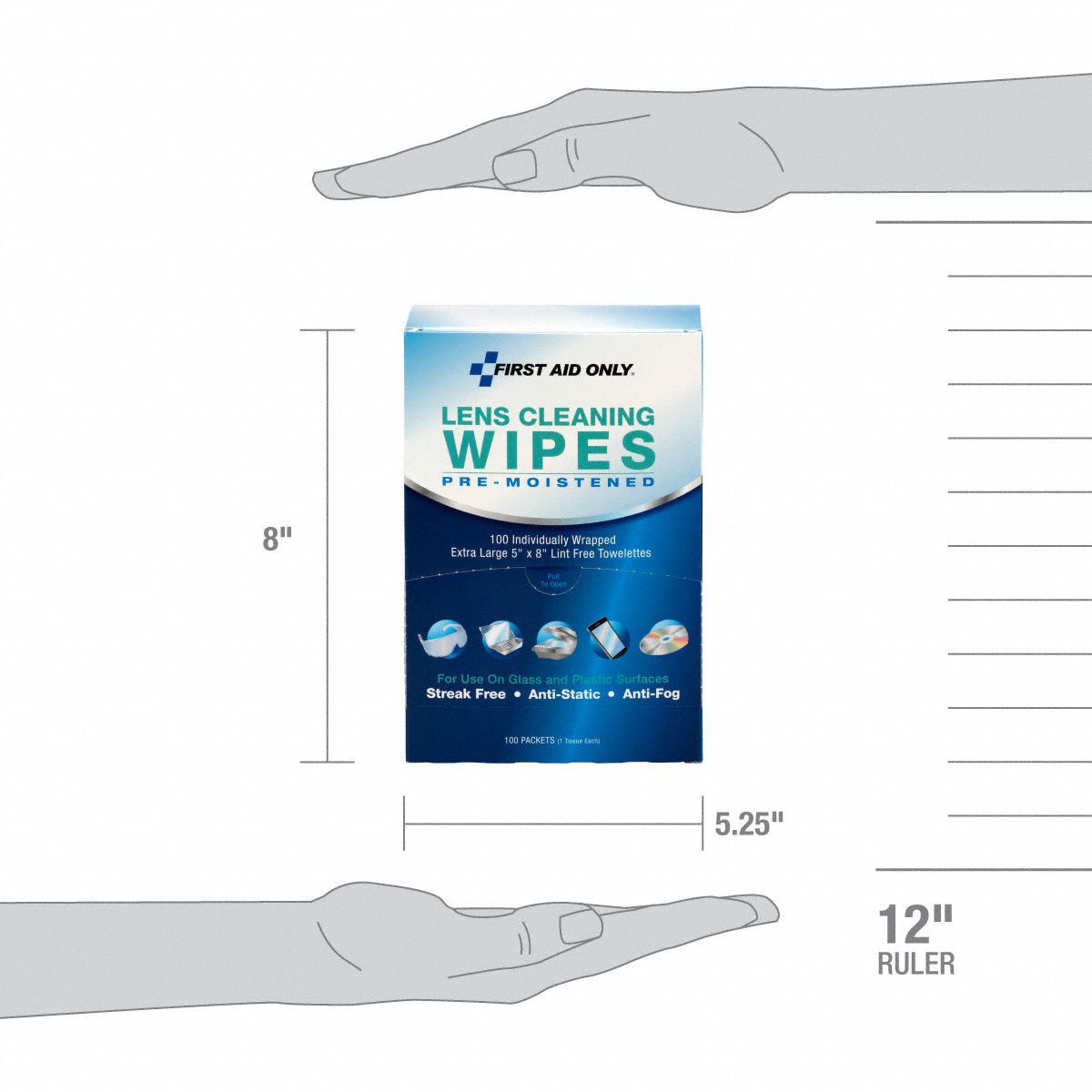 PHYSICIANSCARE Lens Cleaning Tissue 100 Wipe Count, Individually Wrapped, PreMoistened, Anti
