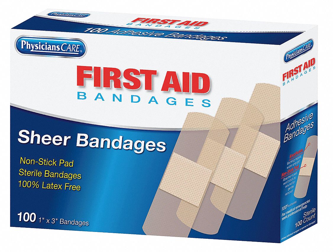 FIRST AID ONLY, Strip Bandages, 1 in Wd, Adhesive Bandage - 49H391 ...