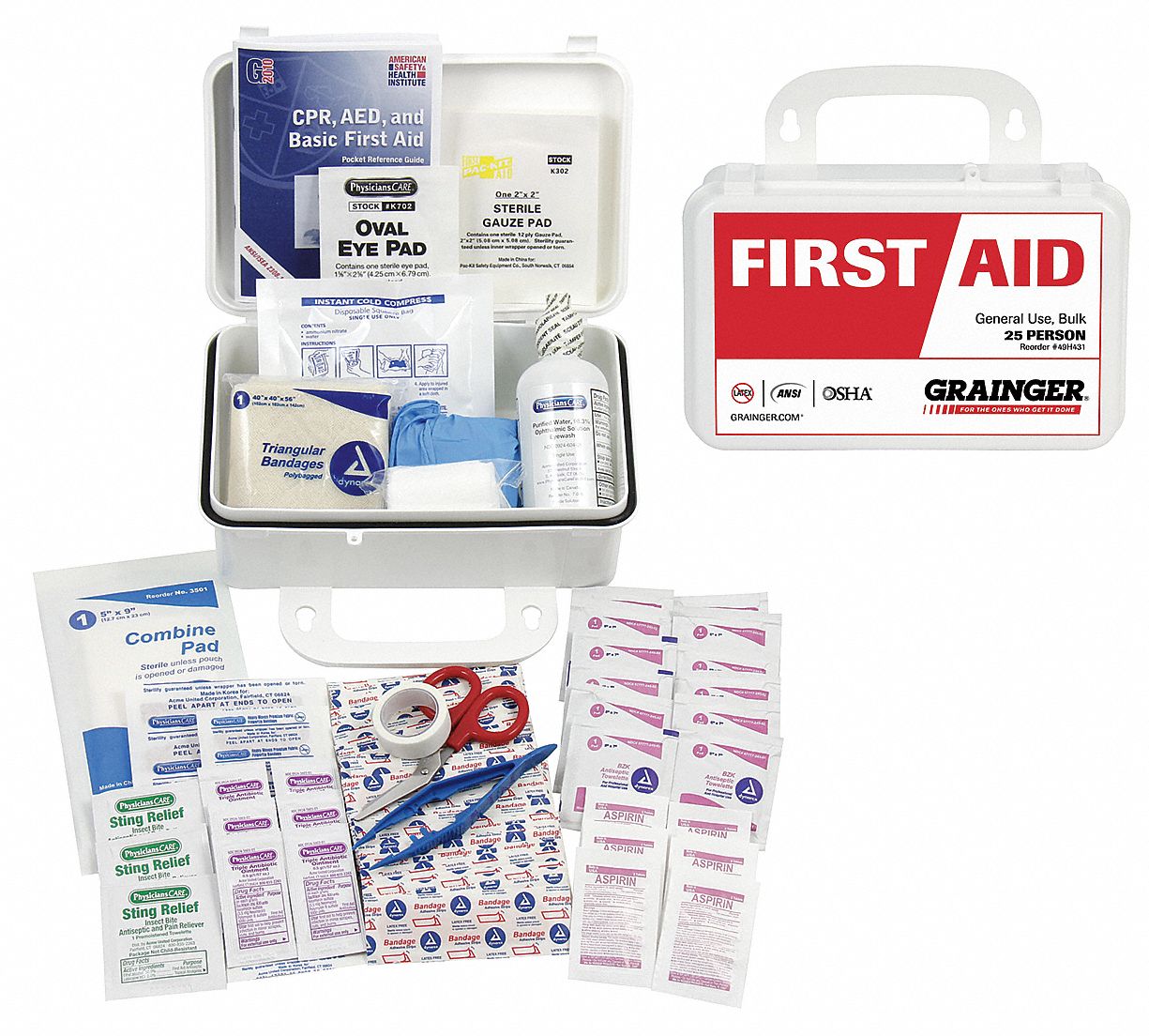 Kit de primeros auxilios a granel para 50 personas, ANSI B, tipo III,  estuche de plástico resistente a la intemperie – OSHA 2018 Kit de primeros