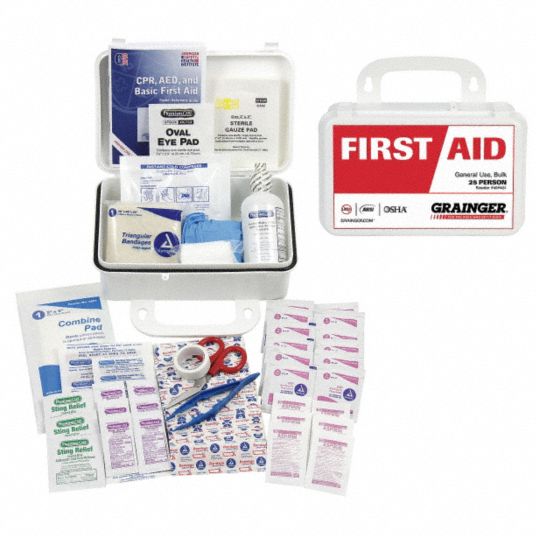 GRAINGER APPROVED First Aid Kit Industrial, 25 People Served per Kit