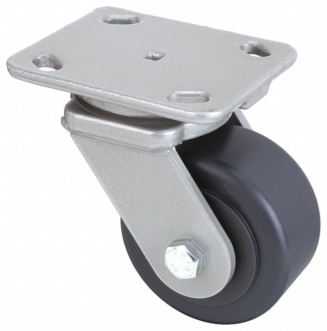 Plate Caster, Swivel, Nylon, 5 5/8"H