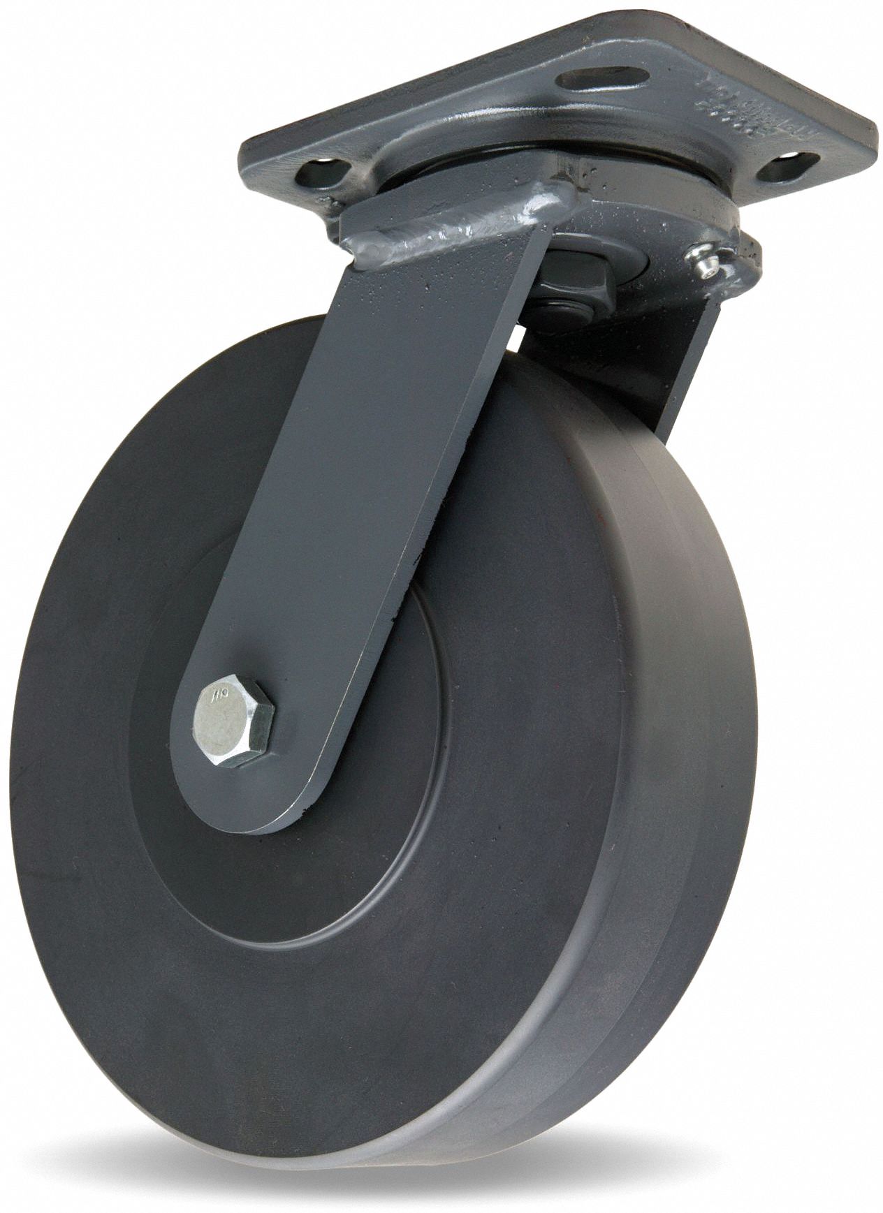 SWIVEL CASTER, 8 IN DIAMETER, 2 IN W, 9-1/2 IN H, BLACK