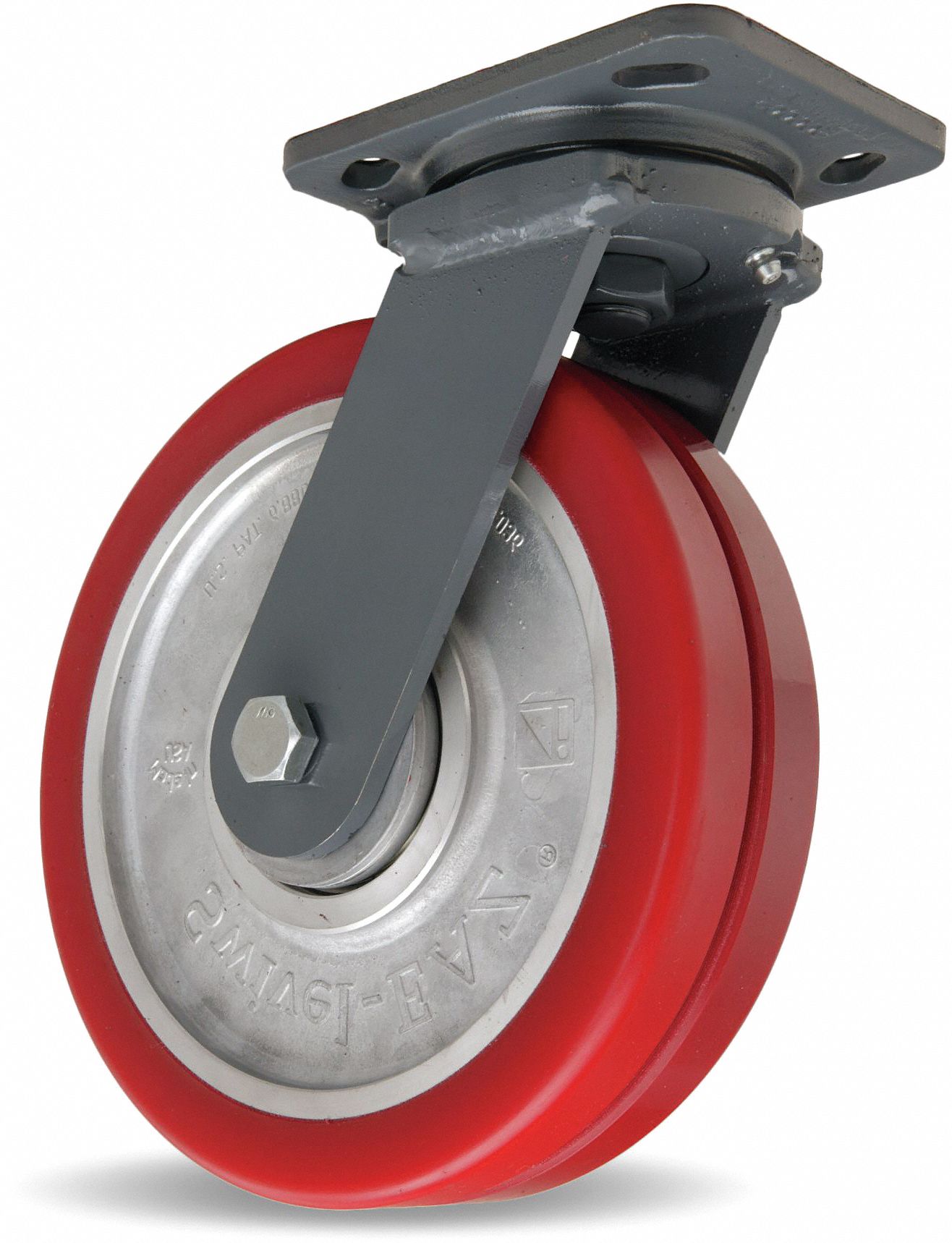 SY America 6 4 Pack Plate Caster Heavy Duty Swivel Polyurethane Mold on Steel Wheel w/Precision Ball Bearing Top Plate Caster Extra Width 2 inches 5000 lbs Total Capacity 6 inches Pack of 4 