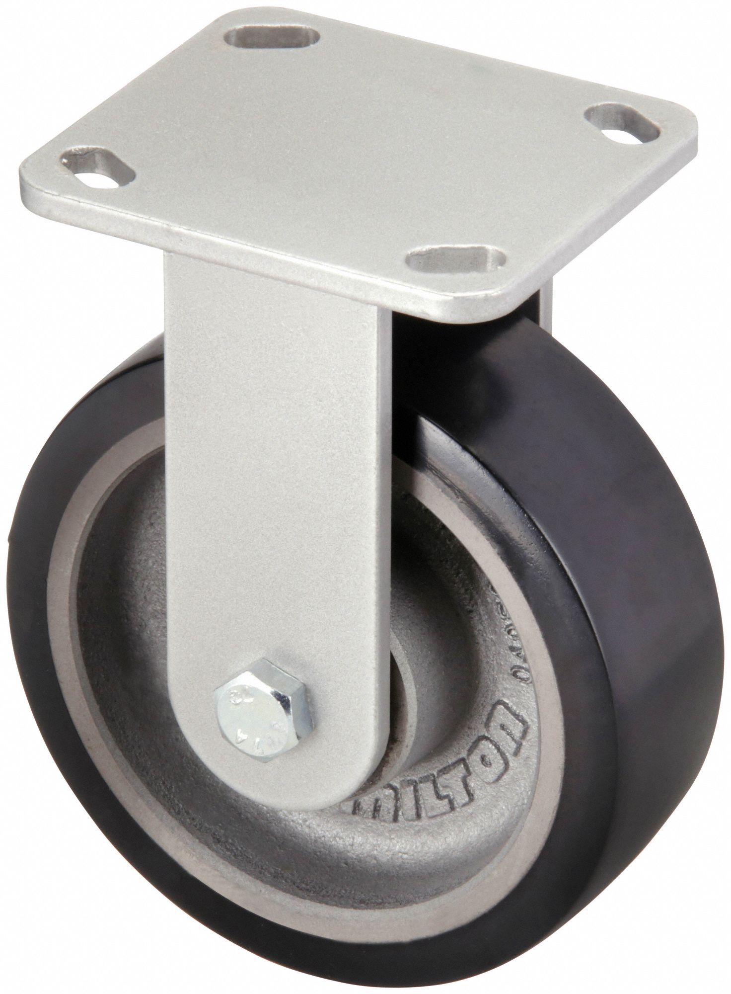 STANDARD PLATE CASTER, 6 IN WHEEL DIA, 1560 LB, 7½ IN MOUNTING H, RIGID CASTER, HARD