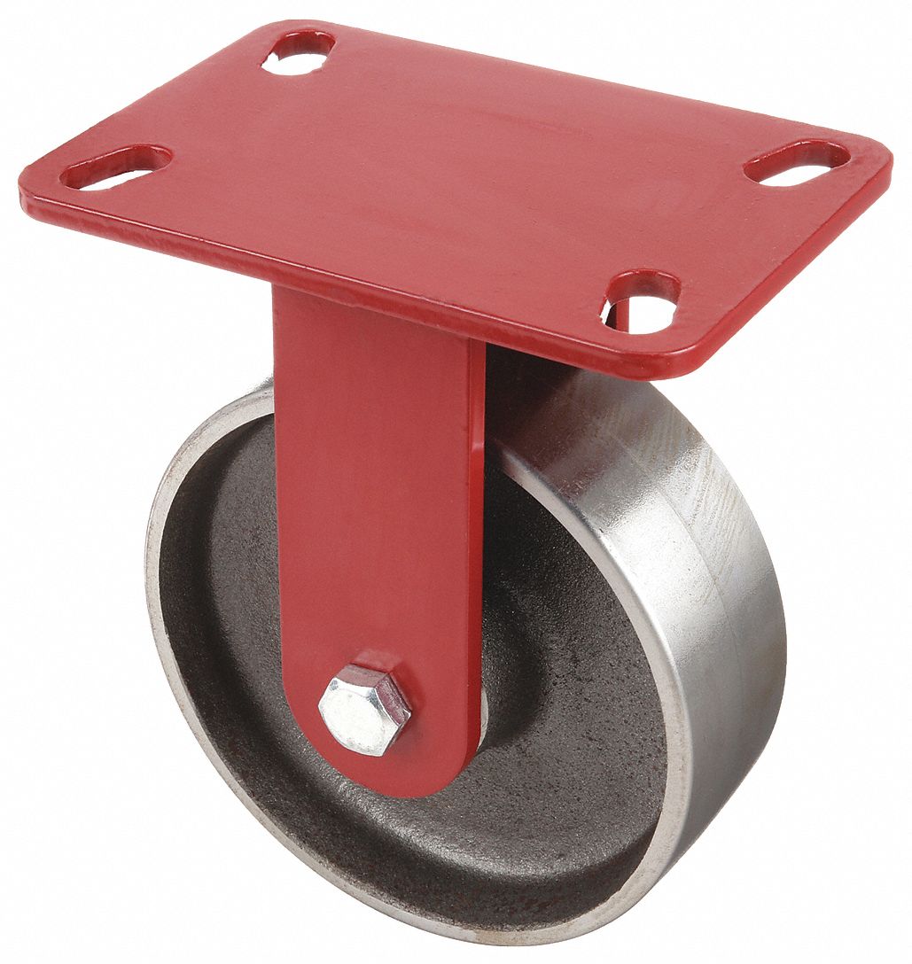 STANDARD PLATE CASTER, 6 IN WHEEL DIA, 4000 LB, 8 IN MOUNTING H, RIGID CASTER, NYLON
