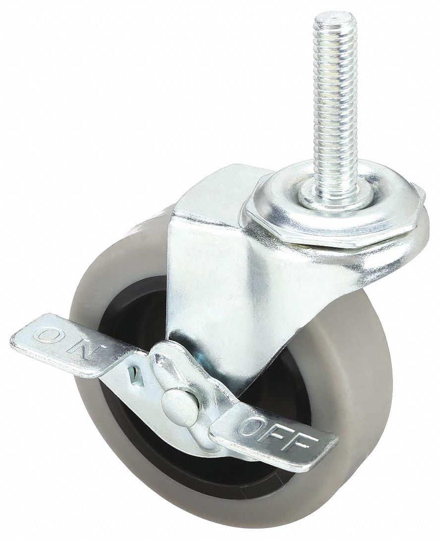 GENERAL PURPOSE THREADED STEM CASTER, 3 IN WHEEL DIAMETER, 110 LB, 3½ IN MOUNTING H