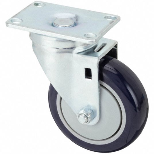 4 in Wheel Dia., 300 lb, Debris-Resistant Standard Plate Caster ...