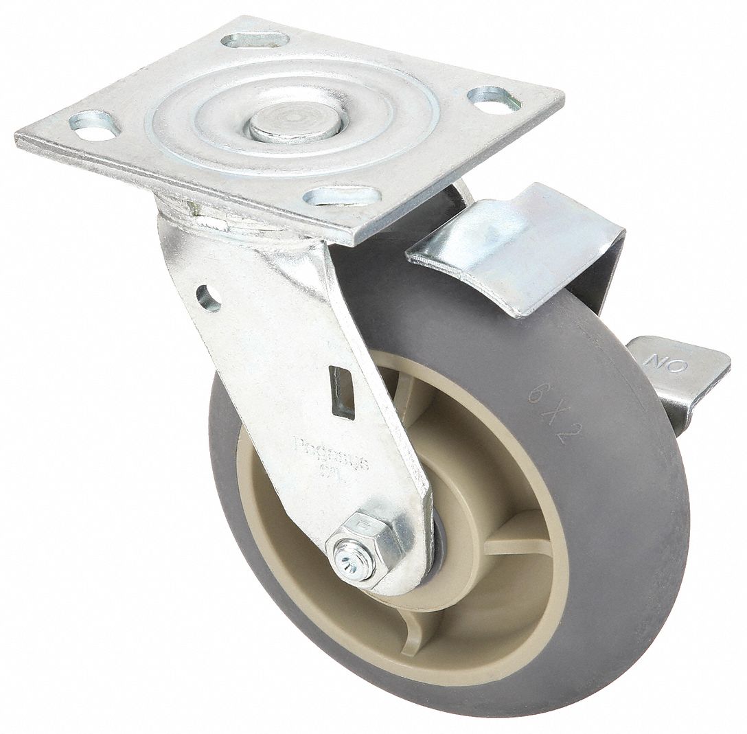 6 in Wheel Dia., 500 lb, Standard Plate Caster - 49H614|P21S-RCP060R-14 ...