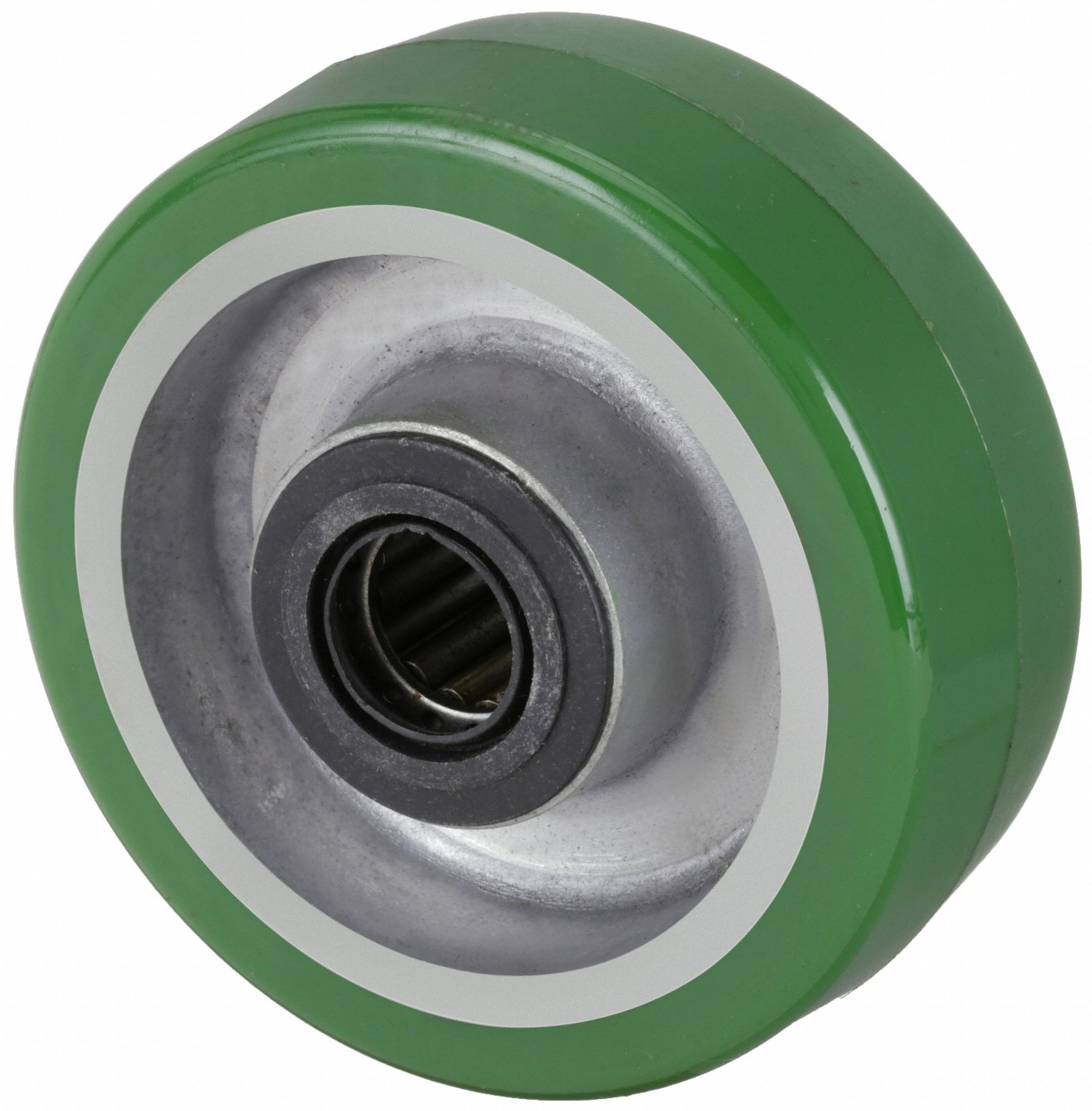 POLYURETHANE TREAD ON ALUMINUM CORE WHEEL, 4 IN WHEEL DIAMETER, 1½ IN WHEEL W, GREEN