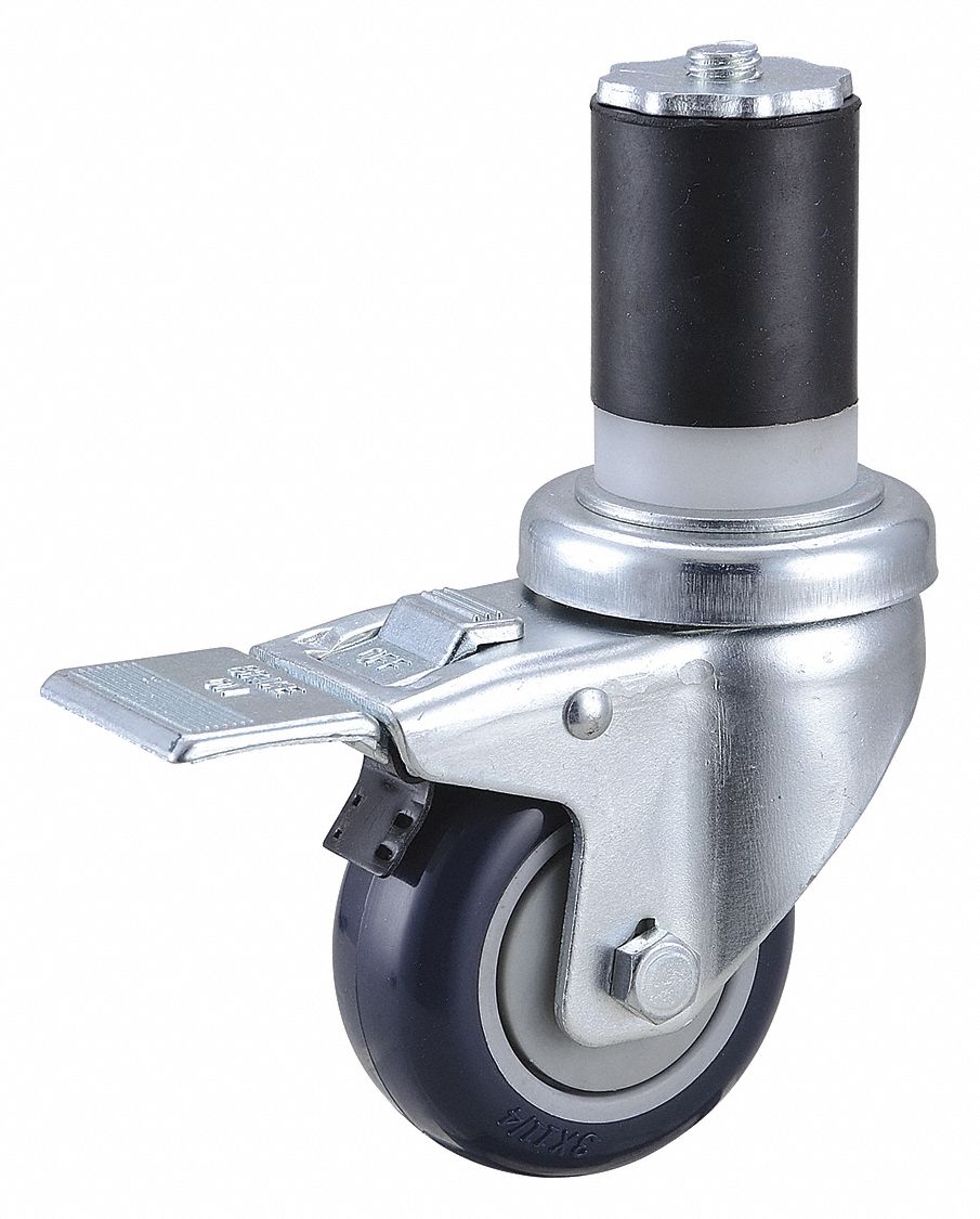 GRAINGER APPROVED QuietRoll Expanding Stem Caster 3 in Wheel Dia