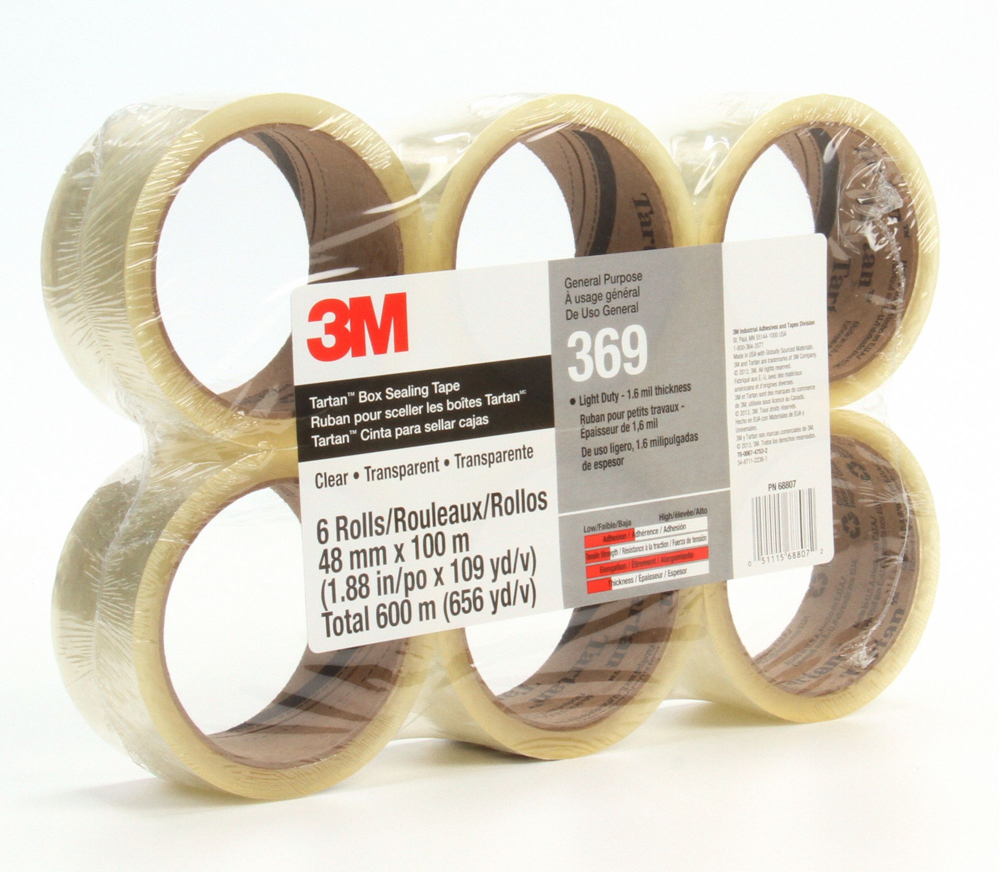 3M Carton Sealing Tape: 1.6 mil Tape Thick, 2 in x 55 yd, 48 mm x 50 m ...