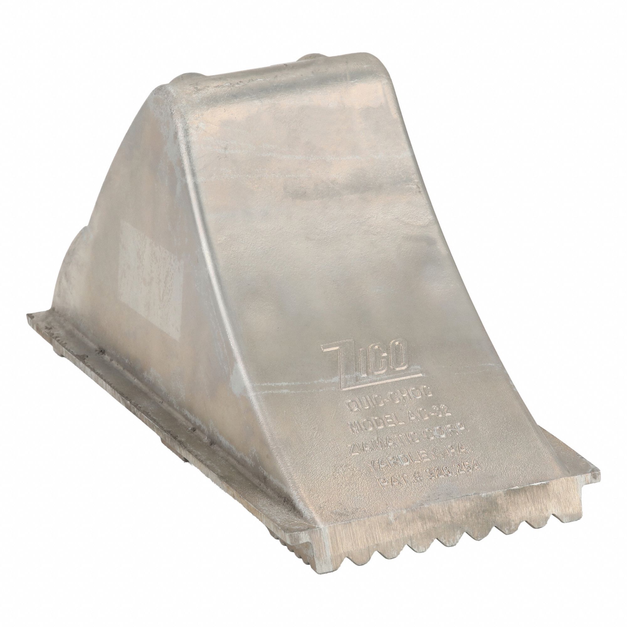 Wheel Chock: Aluminum, 32 in Max Compatible Wheel Dia, 50, 000 lb Vehicle Wt - Max, 8 in Overall Wd