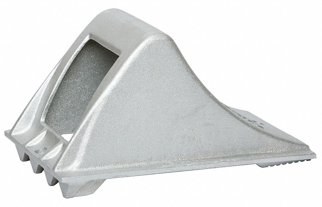 Wheel Chock: 6 1/2 in Wd, 6 in Ht, 11 3/4 in Dp, Aluminum, Smooth