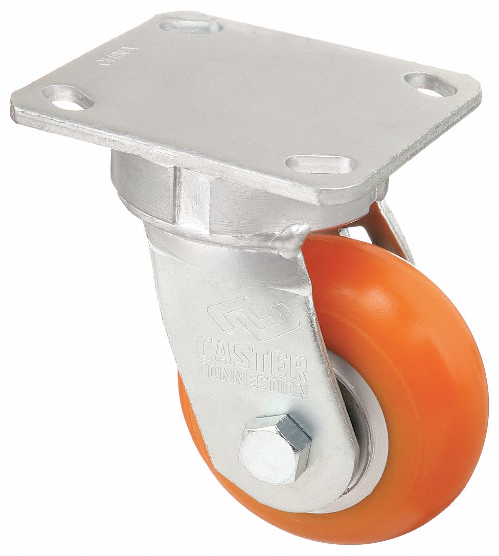 KINGPINLESS PLATE CASTER, 4 IN WHEEL DIAMETER, 650 LB, 5⅝ IN MOUNTING H, FIRM