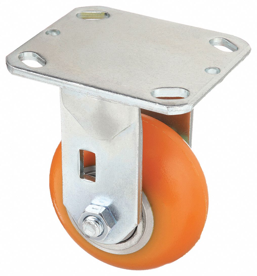 KINGPINLESS PLATE CASTER, 4 IN WHEEL DIAMETER, 650 LB, 5⅝ IN MOUNTING H, FIRM