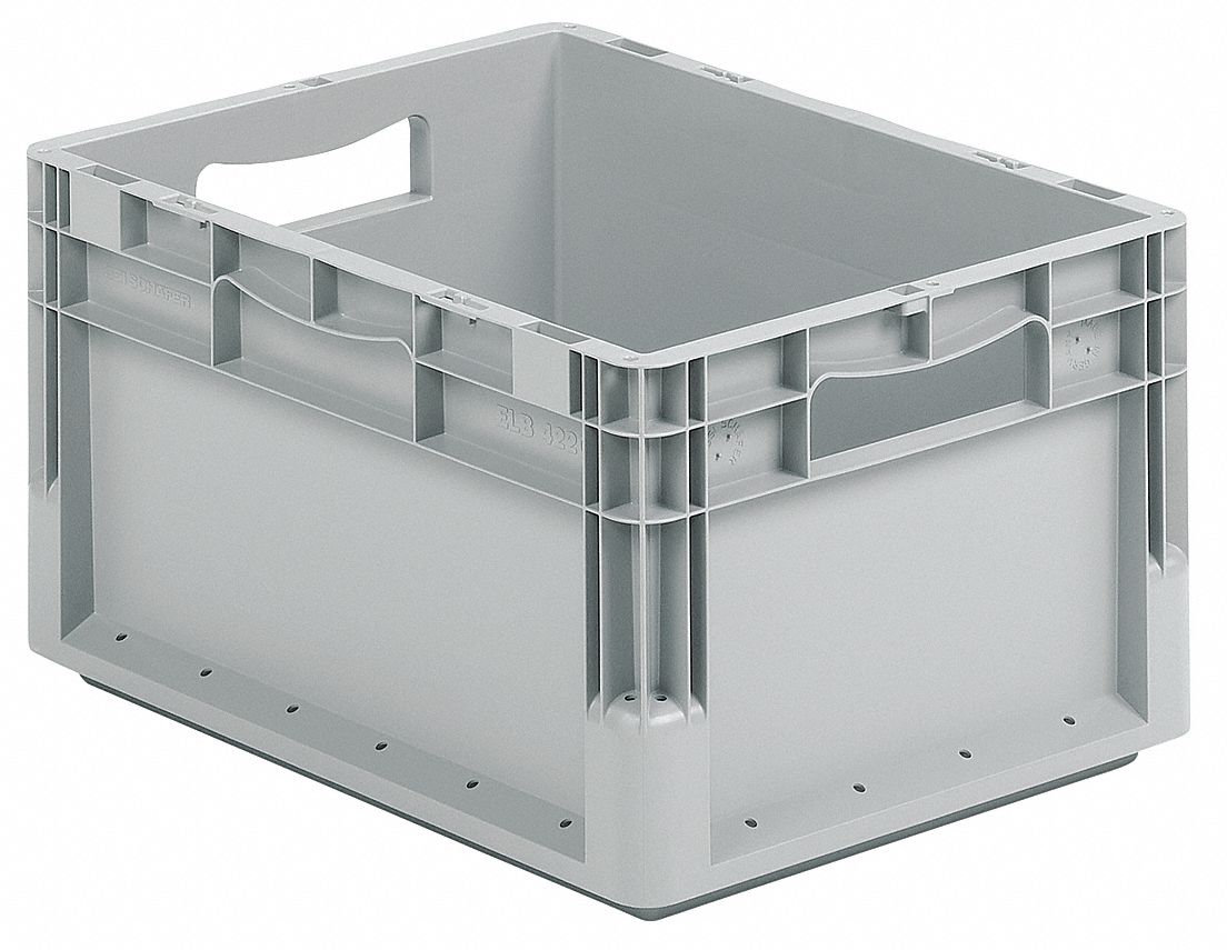 Straight Wall Container: 5.38 gal, 16 in x 12 in x 9 in, Stackable, 40 lb Load Capacity