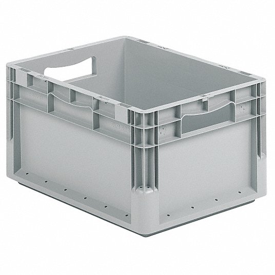 Straight Wall Container: 5.38 gal, 16 in x 12 in x 9 in, Stackable, 40 lb Load Capacity
