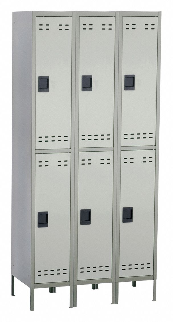 SAFCO Gray Wardrobe Locker, (2) Tier, (3) Wide Openings 6, 36 in W X 18 in D X 78 in H 49J027