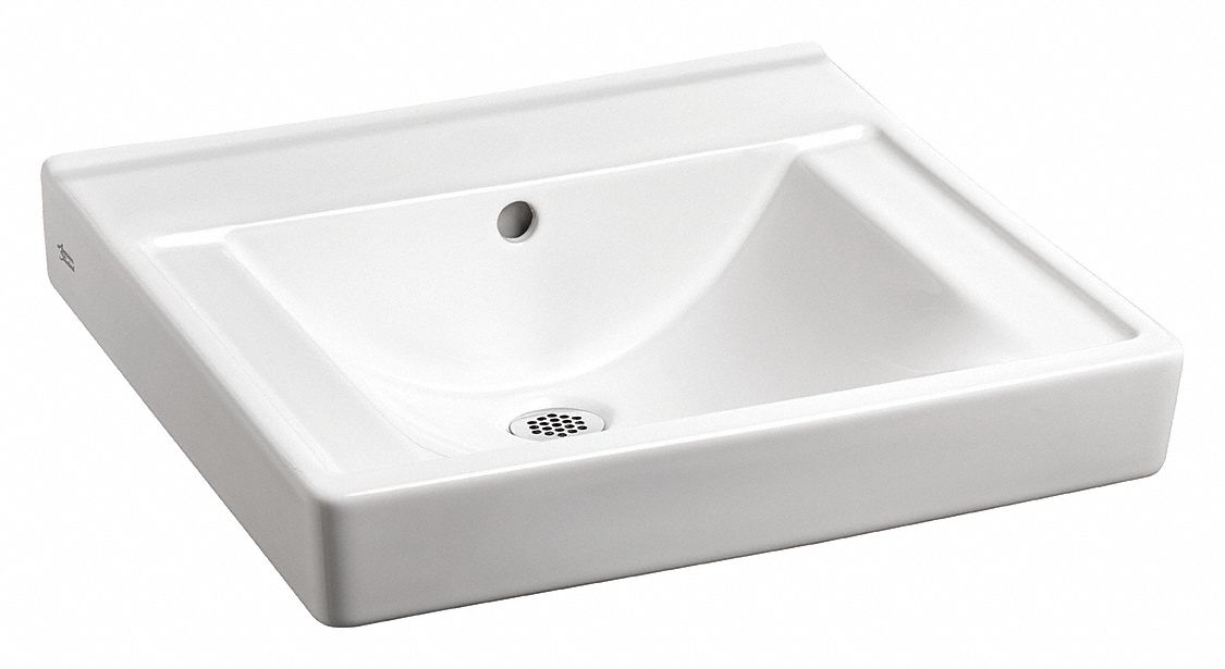 Bathroom Sink: Decorum®, White, Vitreous China, 20 in Overall Lg, 18 in Overall Wd