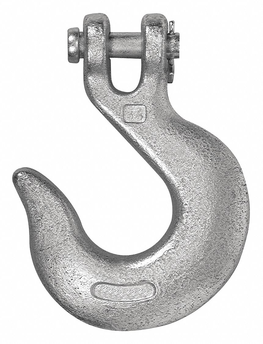 Slip Hook: 2, 600 lb Working Load Limit, 43 Hook Grade, Carbon Steel, Clevis, Zinc, Silver