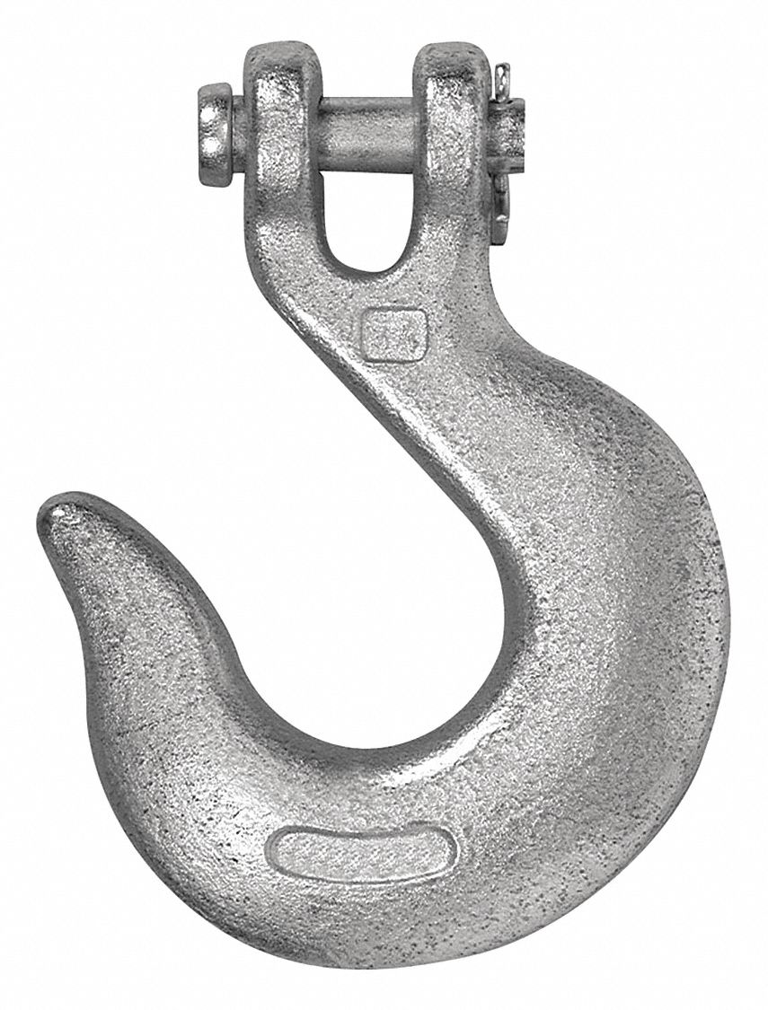 Slip Hook: 3, 900 lb Working Load Limit, 43 Hook Grade, Carbon Steel, Clevis, Zinc, Silver