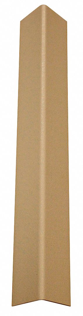 Corner Guard: PVC, Tan, For 90° Angle, 1.5 in Leg Wd, 4 ft Overall Ht, 0.08 in Thick