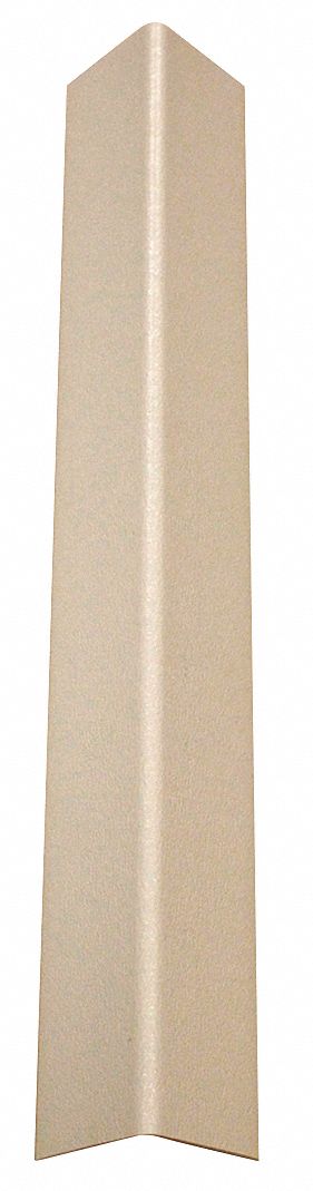 Corner Guard: PVC, Eggshell, For 90° Angle, 1.5 in Leg Wd, 4 ft Overall Ht, Textured
