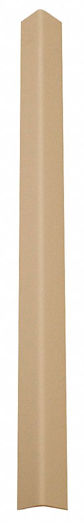 Corner Guard: PVC, Tan, For 90° Angle, 0.75 in Leg Wd, 4 ft Overall Ht, 0.08 in Thick