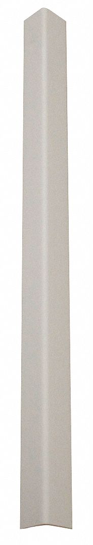Corner Guard: PVC, Silver Gray, For 90° Angle, 0.75 in Leg Wd, 4 ft Overall Ht
