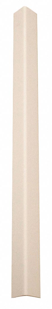 Corner Guard: PVC, Eggshell, For 90° Angle, 0.75 in Leg Wd, 4 ft Overall Ht, Textured