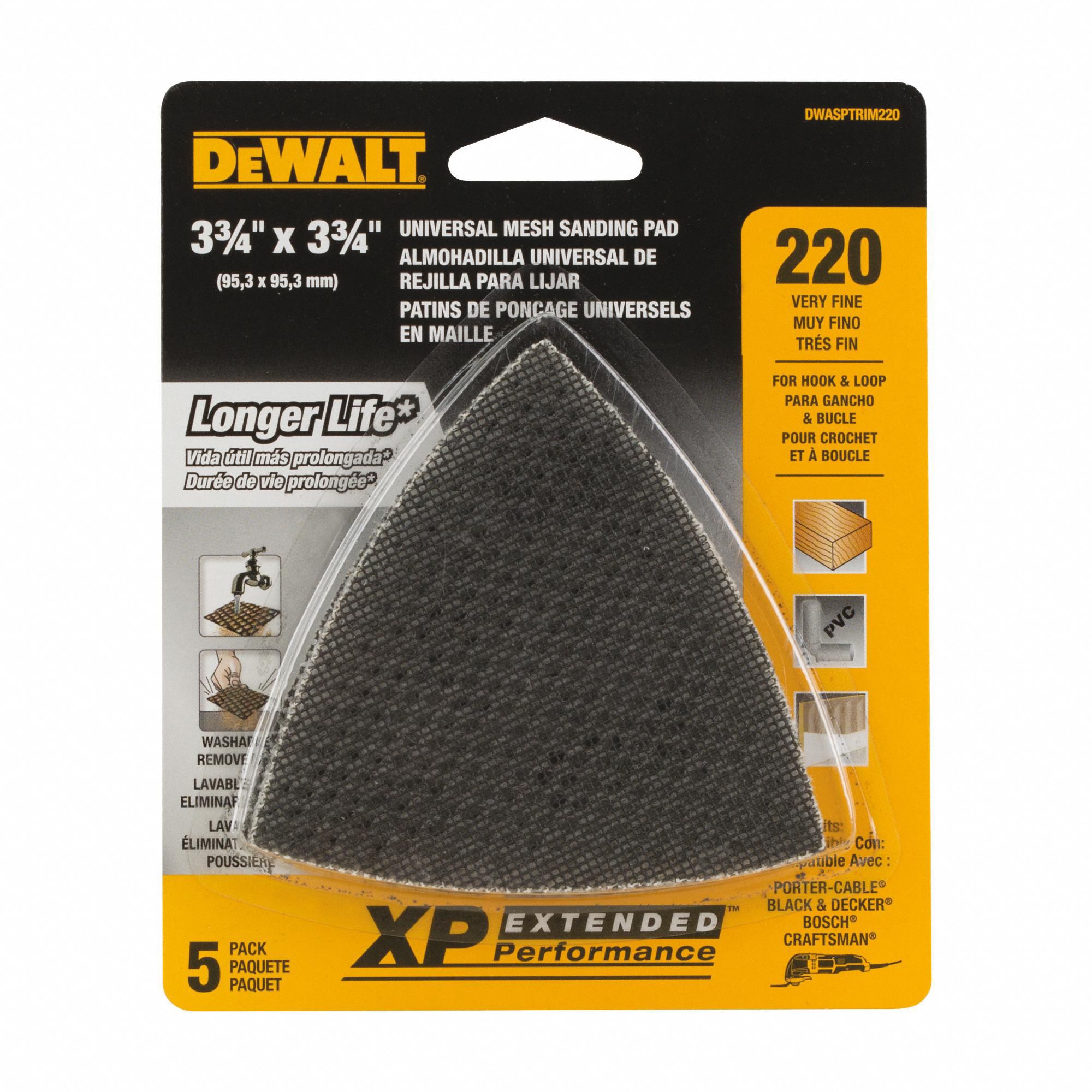 DEWALT Oscillating Tool Sanding Sheet Set 220 Grit, 5 Sheets, 5 PK 49JP59DWASPTRIM220 Grainger