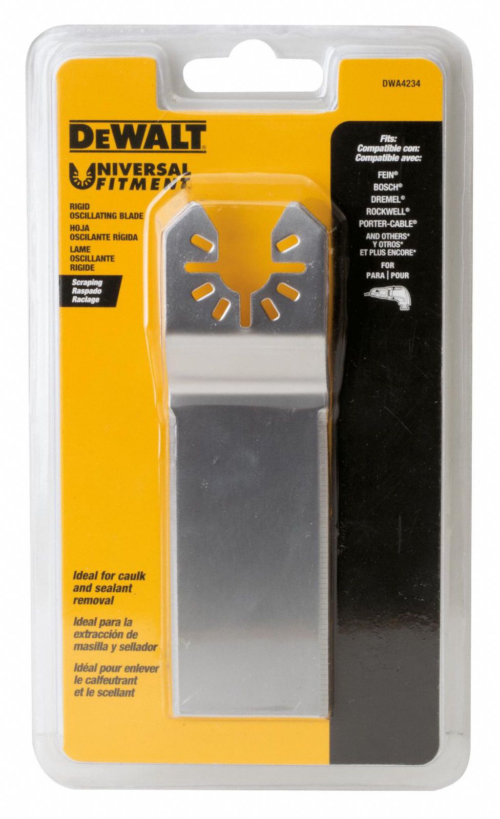 DEWALT Oscillating Scraper Blade Rigid, 1 1/4 in Blade Wd, 3 3/4 in
