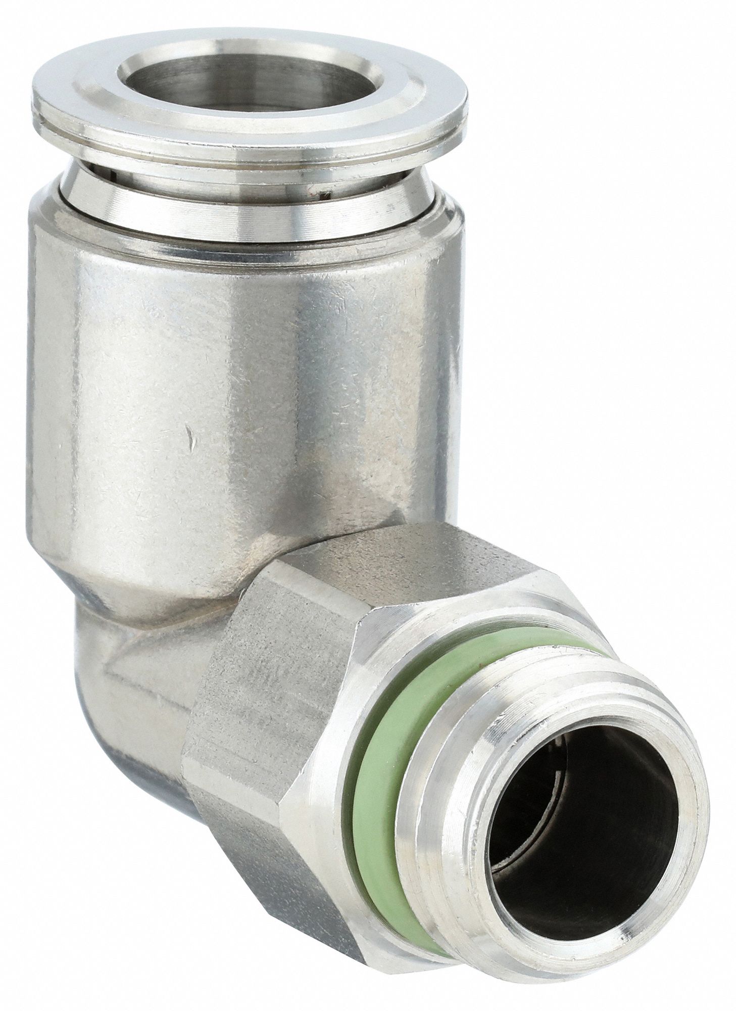 COMPRESSION MALE ELBOW: 316L SS, PUSH-TO-CONNECT X UNIVERSAL, FOR ¼ IN TUBE OD