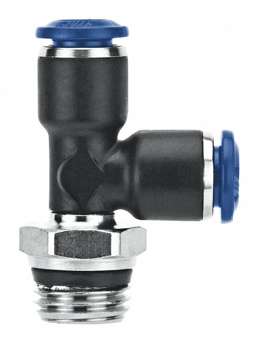 RUN TEE: NYLON, PUSH-TO-CONNECT X PUSH-TO-CONNECT X MUNF, FOR ¼ IN X ¼ IN TUBE OD, BLACK