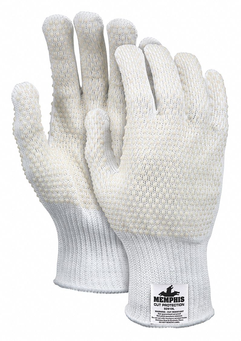 MCR SAFETY Cut Resistant Gloves, 4, L, White, PR 49JY5892910L Grainger