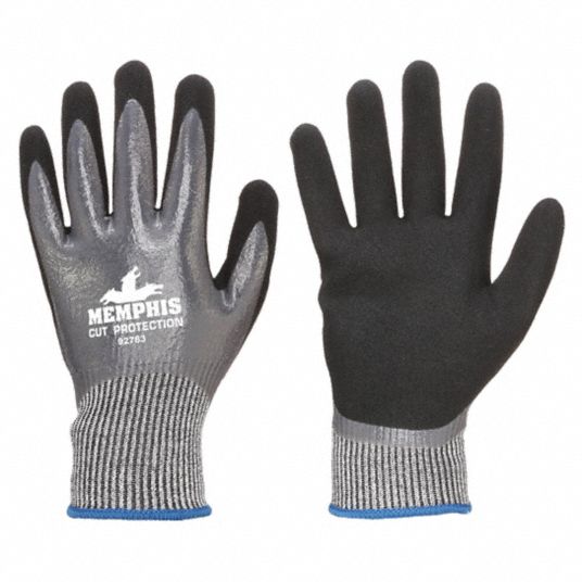 Nitrile Coated Dipped Safety Hand Gloves, Cut Resistant, Grey, Size: S - 2XL