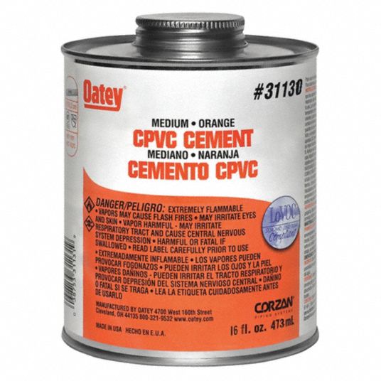 OATEY Orange Solvent Cement, CPVC, Medium Bodied, Size 16 oz, For Use