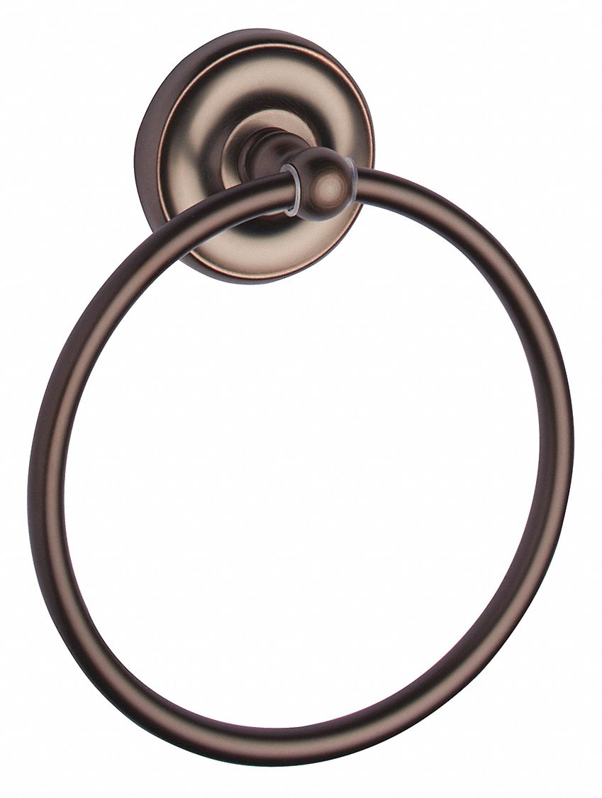 Towel Ring: 04-BRN7904, Wall Mount, 2 3/4 in Base Ht, 2 3/4 in Base Wd, 5 7/8 in Ring Ht