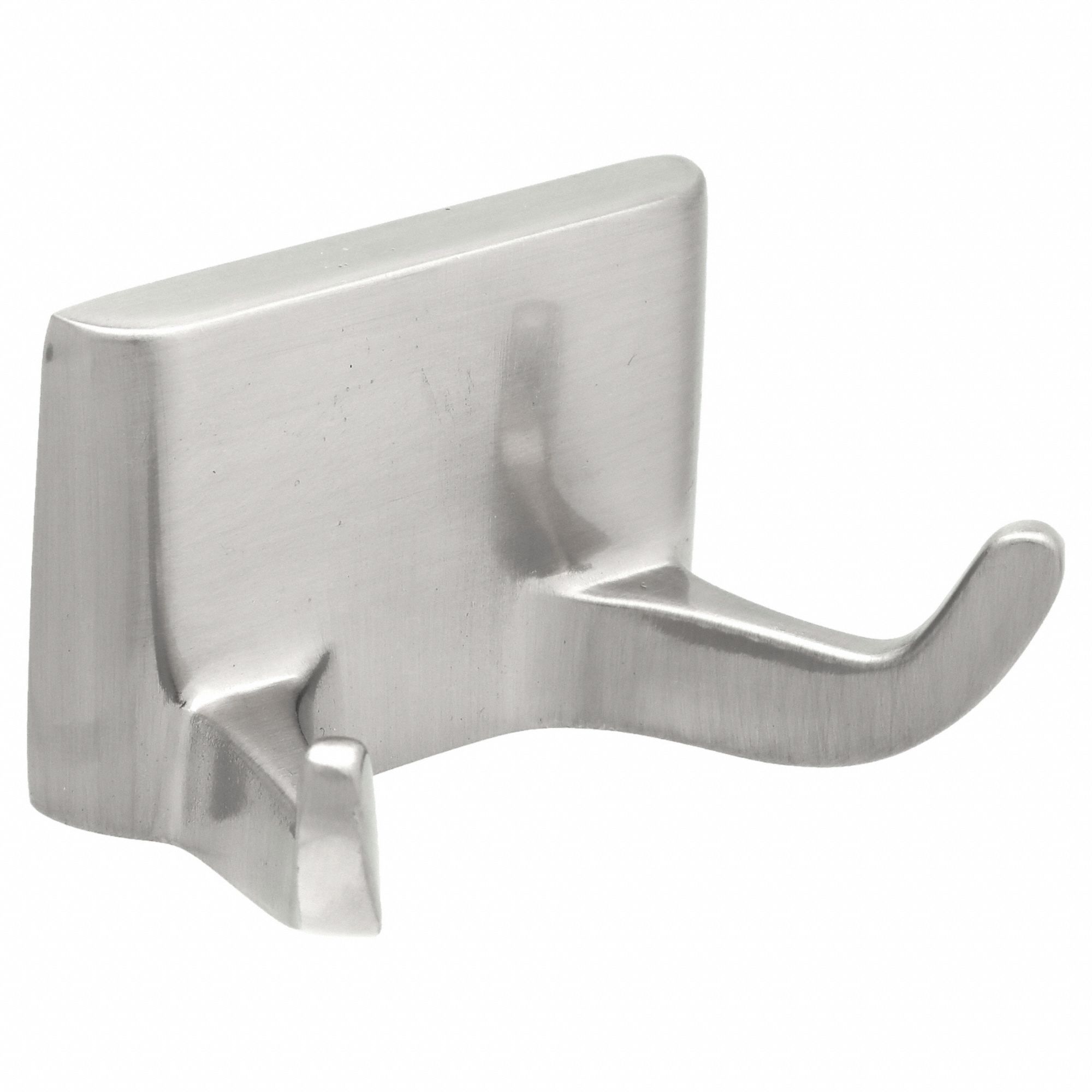 BATHROOM HOOK: 01-9402SN, 2 HOOKS, ZINC, SATIN, 1½ IN X 2½ IN X 1½ IN, WALL, STYLE 2