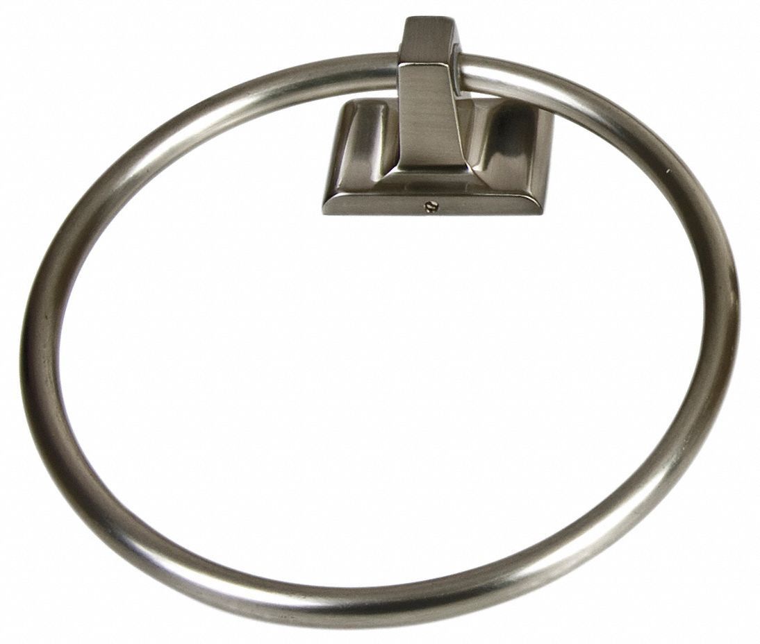 TOWEL RING: 01-9404SN, WALL MOUNT, 1½ IN BASE H, 2¼ IN BASE WD, 6 IN RING H, ZINC