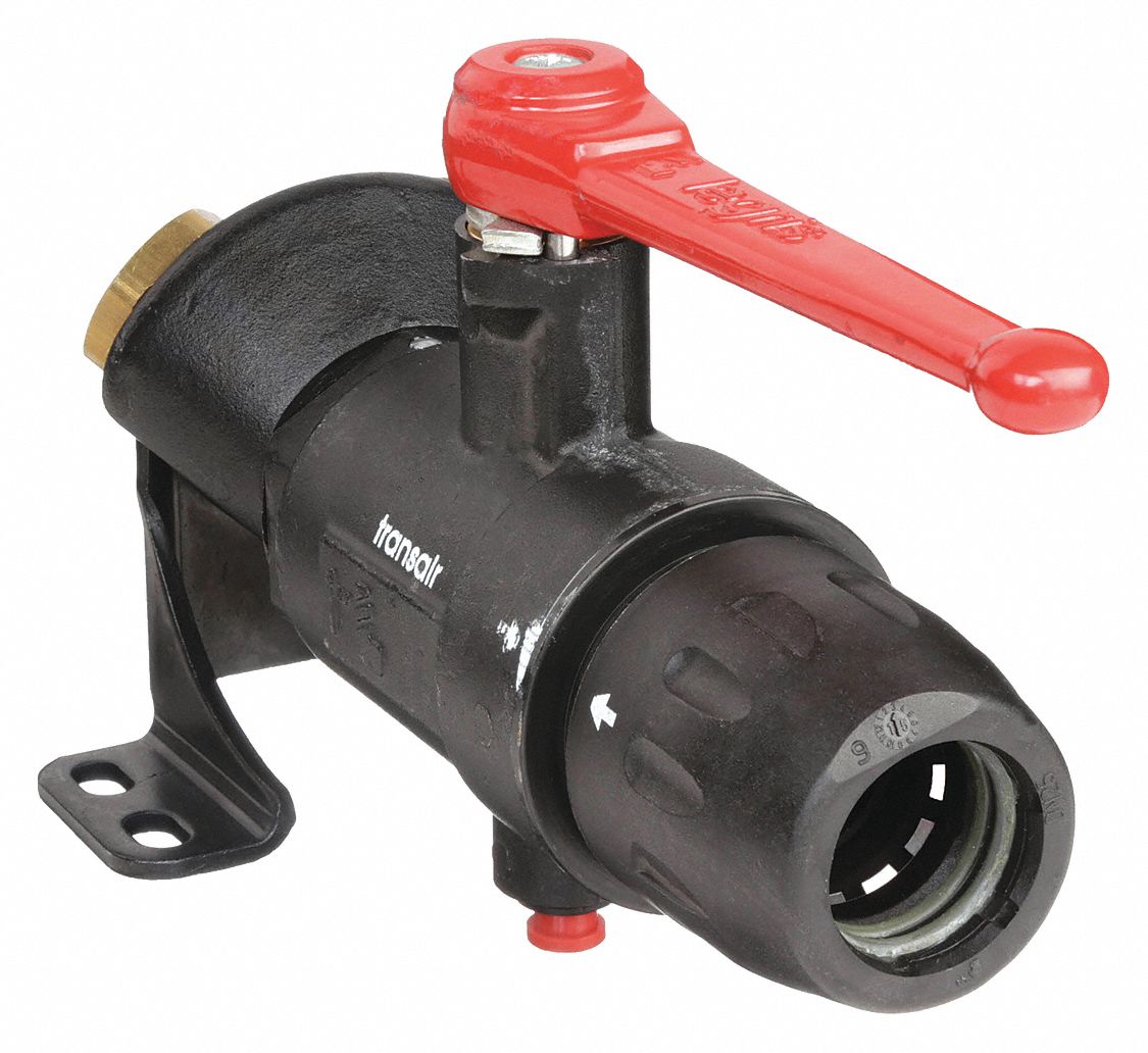 Push-Fit Elbow Fitting: 1 in OD x 1/2 in Pipe Size, Push-to-Connect x NPT, Brass, Black