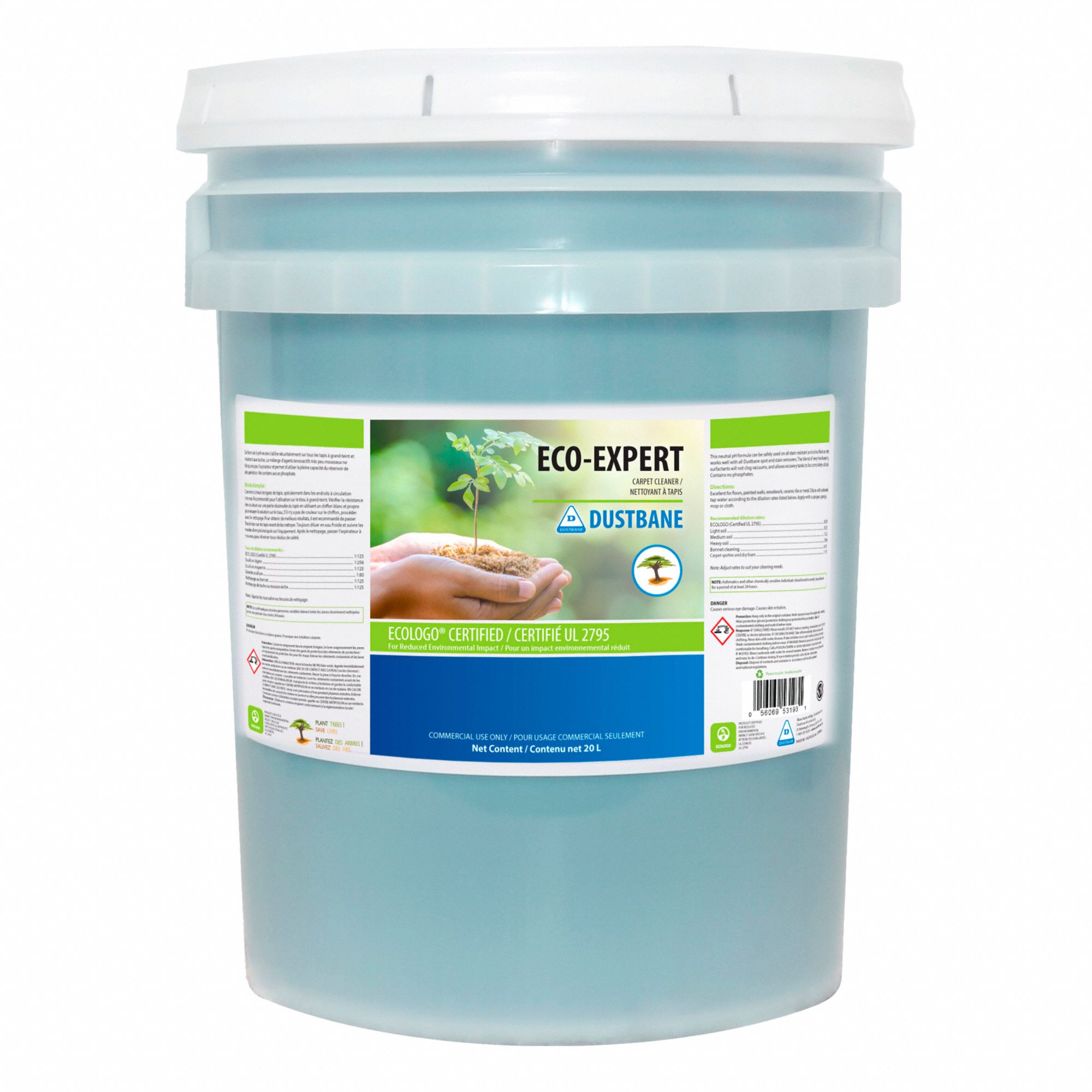 CARPET CARE EXPERT, DEGRADABLE, 8 PH, 1:125 DILUTION, UNSCENTED, 20 L, PLASTIC PAIL